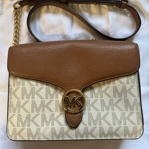 Michael Kors Brown and Cream Crossbody Bag